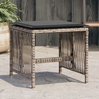 Tuinkrukken 4 st met kussens 41x41x36 cm poly rattan grijs 1