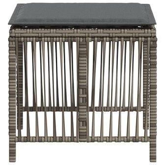 Tuinkrukken 4 st met kussens 41x41x36 cm poly rattan grijs 6