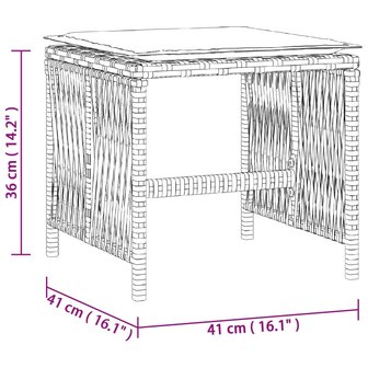 Tuinkrukken 4 st met kussens 41x41x36 cm poly rattan lichtgrijs 11