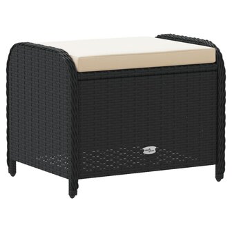 Tuinkruk met kussen 58x46x46 cm poly rattan zwart 6