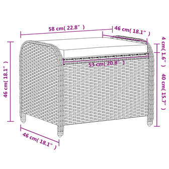 Tuinkruk met kussen 58x46x46 cm poly rattan zwart 9