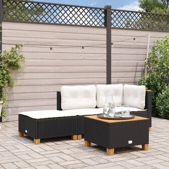 Tuinkruk met kussen 63,5x56x32 cm poly rattan zwart 1