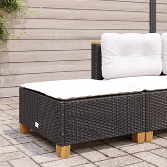 Tuinkruk met kussen 63,5x56x32 cm poly rattan zwart 3