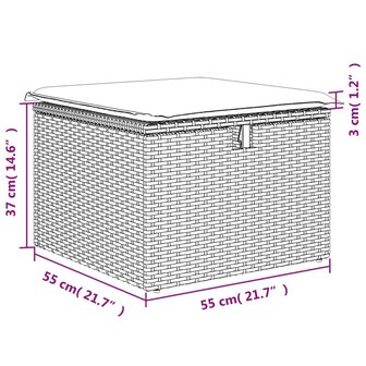 Tuinkruk met kussen 55x55x37 cm poly rattan zwart 11