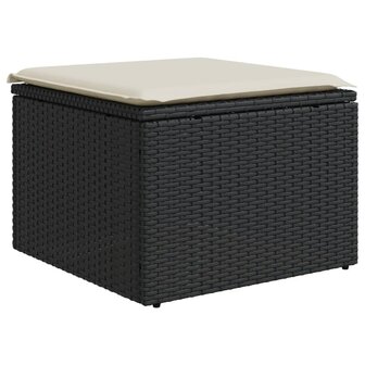 Tuinkruk met kussen 55x55x37 cm poly rattan zwart 2