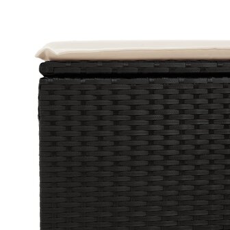 Tuinkruk met kussen 55x55x37 cm poly rattan zwart 5