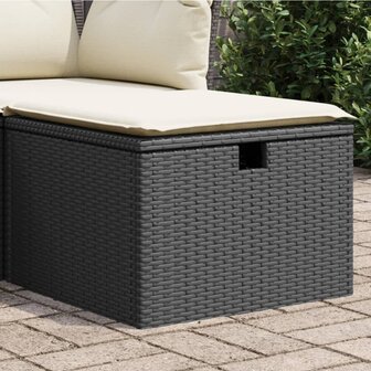 Tuinkruk met kussen 55x55x37 cm poly rattan zwart 1