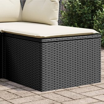 Tuinkruk met kussen 55x55x37 cm poly rattan zwart 1