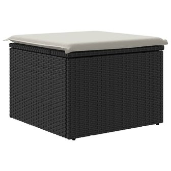 Tuinkruk met kussen 55x55x37 cm poly rattan zwart 6