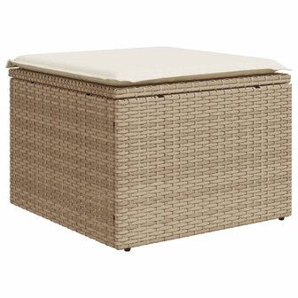 Tuinkruk met kussen 55x55x37 cm poly rattan beige 2