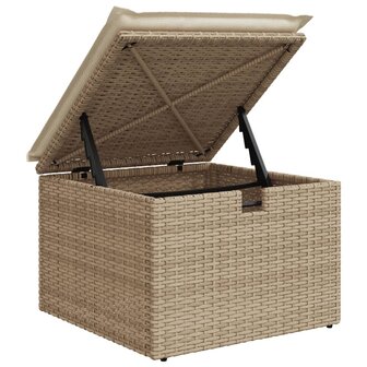 Tuinkruk met kussen 55x55x37 cm poly rattan beige 9