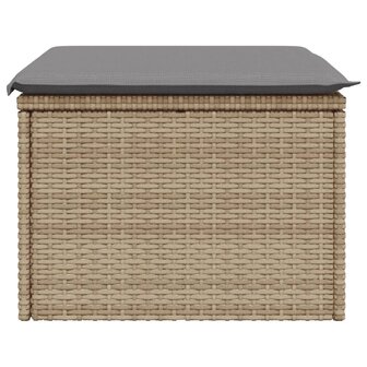 Tuinkruk met kussen 55x55x37 cm poly rattan beige 5