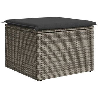 Tuinkruk met kussen 55x55x37 cm poly rattan grijs 6