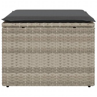 Tuinkruk met kussen 55x55x37 cm poly rattan lichtgrijs 4