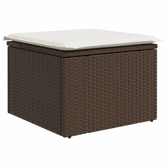 Tuinkruk met kussen 55x55x37 cm poly rattan bruin 2