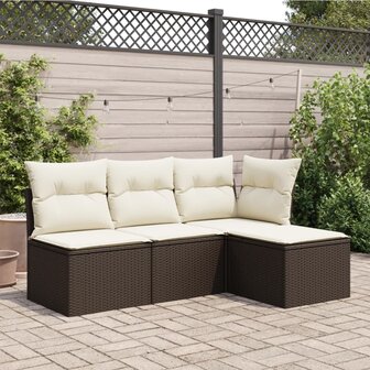 Tuinkruk met kussen 55x55x37 cm poly rattan bruin 3