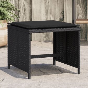 Tuinkrukken 4 st met kussens 40x40x35 cm poly rattan zwart 1