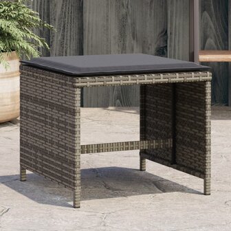 Tuinkrukken 4 st met kussens 40x40x35 cm poly rattan grijs 1