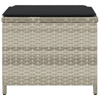 Tuinkrukken 4 st met kussens 40x40x35 cm poly rattan lichtgrijs 6