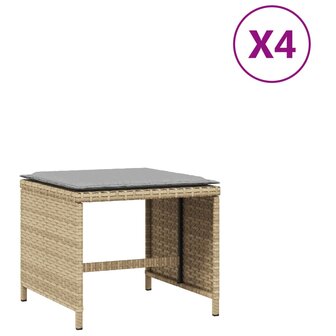 Tuinkrukken 4 st kussens 40x40x35 cm poly rattan gemengd beige 2