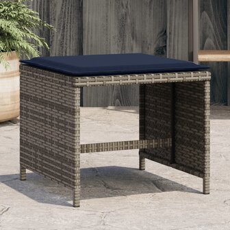 Tuinkrukken 4 st met kussens 40x40x35 cm poly rattan grijs 1