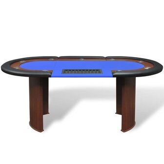 Pokertafel voor 10 personen met dealervak en fichebak blauw  2