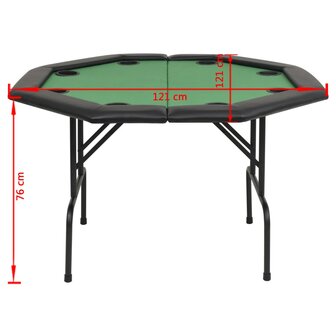 Pokertafel voor 8 spelers achthoekig 2-voudig inklapbaar groen 6