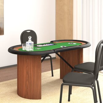 Pokertafel voor 10 spelers met fichebak 160x80x75 cm groen 1