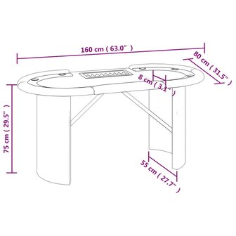 Pokertafel voor 10 spelers met fichebak 160x80x75 cm groen 6