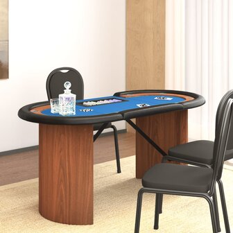 Pokertafel voor 10 spelers met fichebak 160x80x75 cm blauw 1