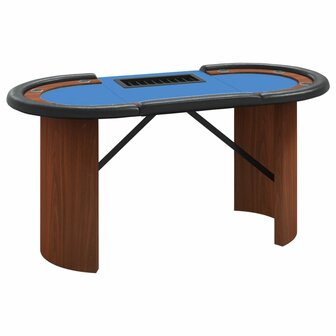 Pokertafel voor 10 spelers met fichebak 160x80x75 cm blauw 2