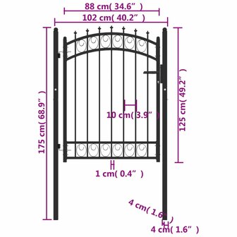 Poort met speerpunten 100x125 cm staal zwart 5