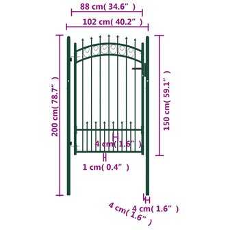 Poort met speerpunten 100x150 cm staal groen 5