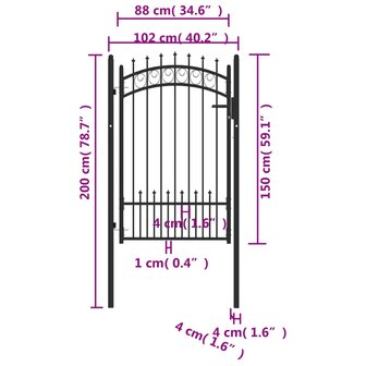 Poort met speerpunten 100x150 cm staal zwart 5