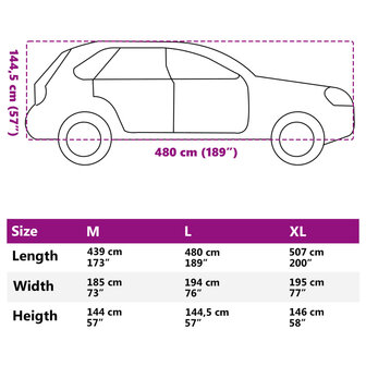 Autohoes voor SUV met gespriemen L volledig zilverkleurig 11