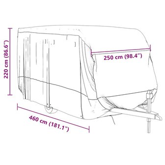 Caravanhoes 460x250x220 cm vliesvlies grijs 11