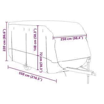 Caravanhoes 550x250x220 cm vliesvlies grijs 11