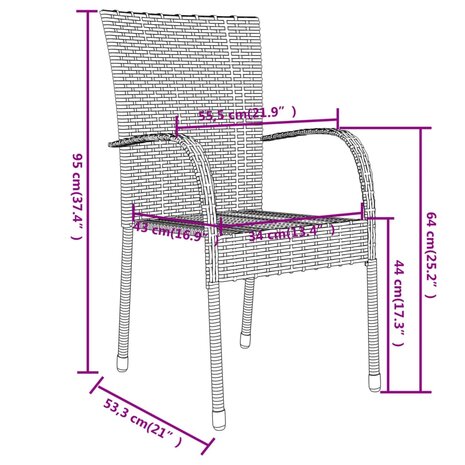 3-delige Tuinset poly rattan zwart 8720286902332 7