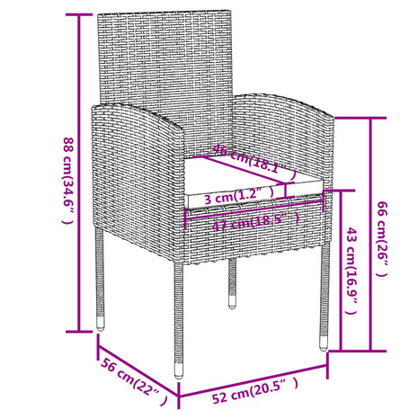 3-delige Tuinset poly rattan zwart 8720286902417 8