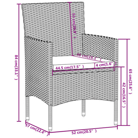 3-delige Tuinset poly rattan zwart 8720286902271 8