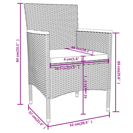 3-delige Tuinset poly rattan zwart 8720286902301 8