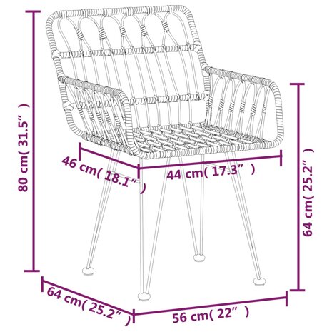 3-delige Tuinset poly rattan zwart 8720845818197 11