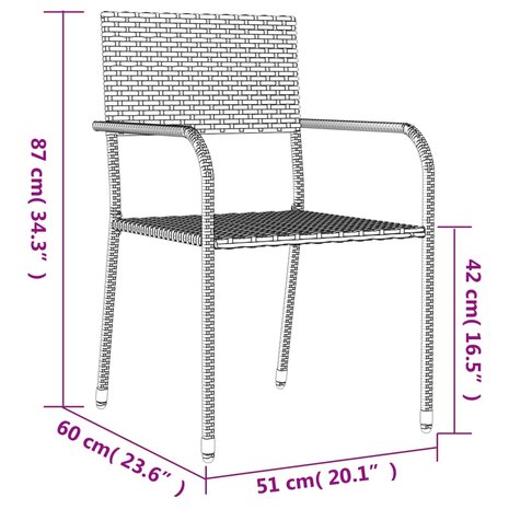 3-delige Tuinset poly rattan en staal zwart 8721012085824 12