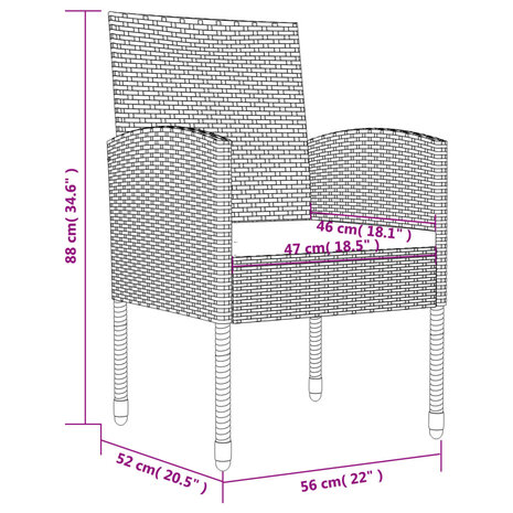 3-delige Tuinset poly rattan en staal grijs en zwart 8721012086302 12