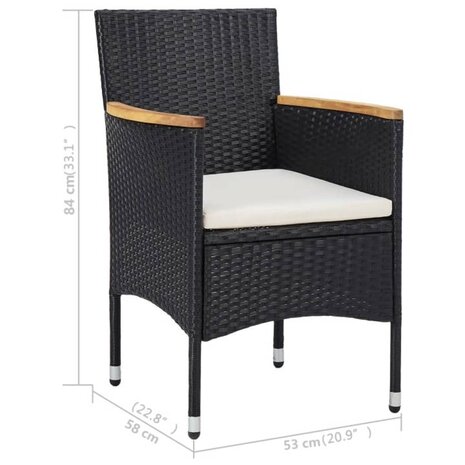 3-delige Tuinset poly rattan en acaciahout zwart 8720286201633 12