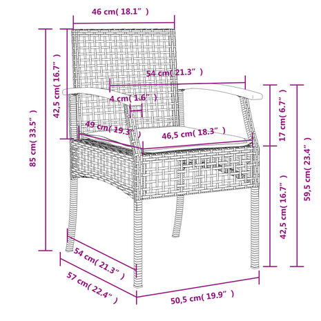 3-delige Tuinset met kussens poly rattan grijs 8721012359871 8