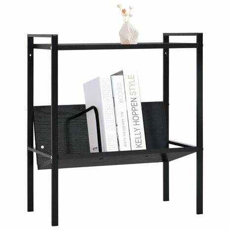 Boekenkast met 2 schappen 52x28x59 cm bewerkt hout zwart 8719883890661 2