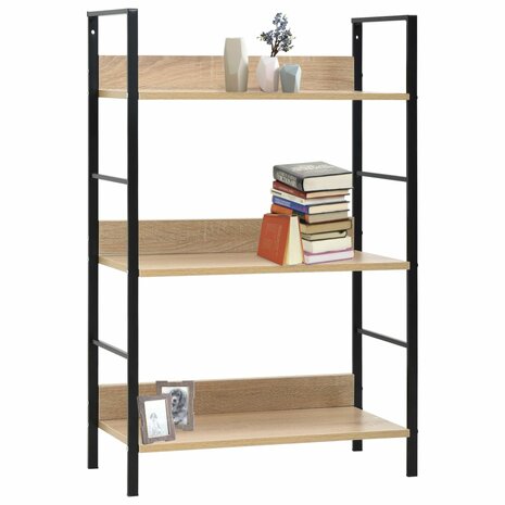 Boekenkast 3 schappen 60x27,6x90,5 cm bewerkt hout eikenkleurig 8719883890555 2