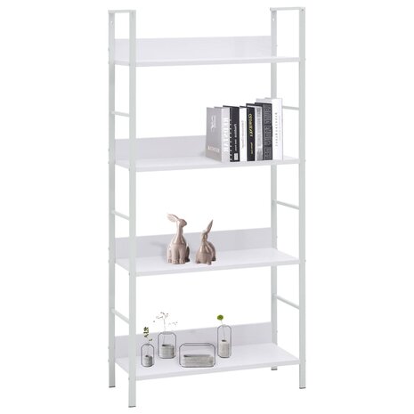 Boekenkast met 4 schappen 60x27,6x124,5 cm bewerkt hout wit 8719883890609 2