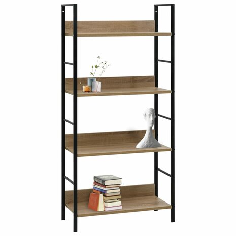 Boekenkast 4 schappen 60x27,6x124,5 cm bewerkt hout eikenkleur 8719883890593 2